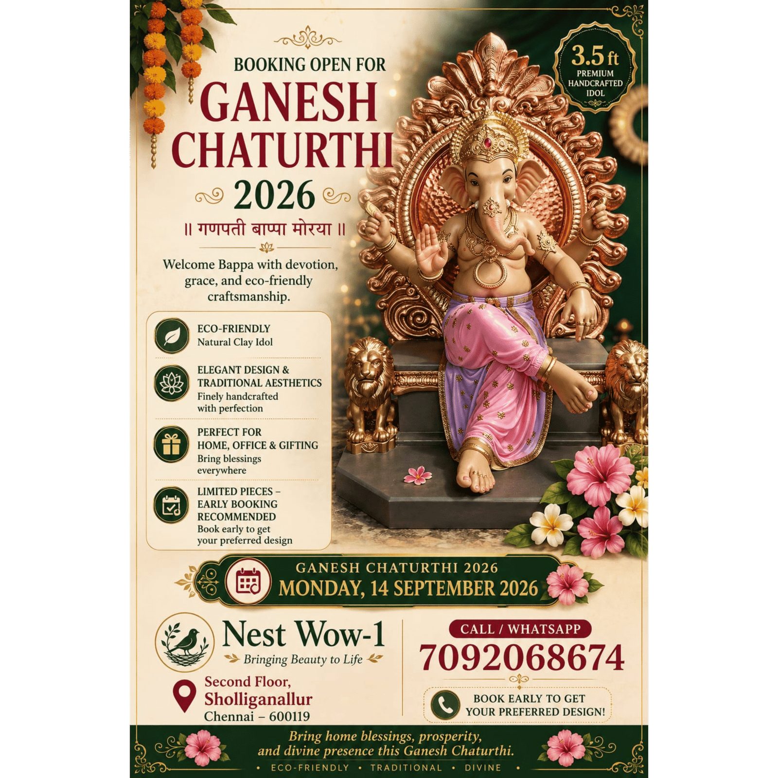Large Idol 3.5 – 4.5 Ft – Vinayagar Idol